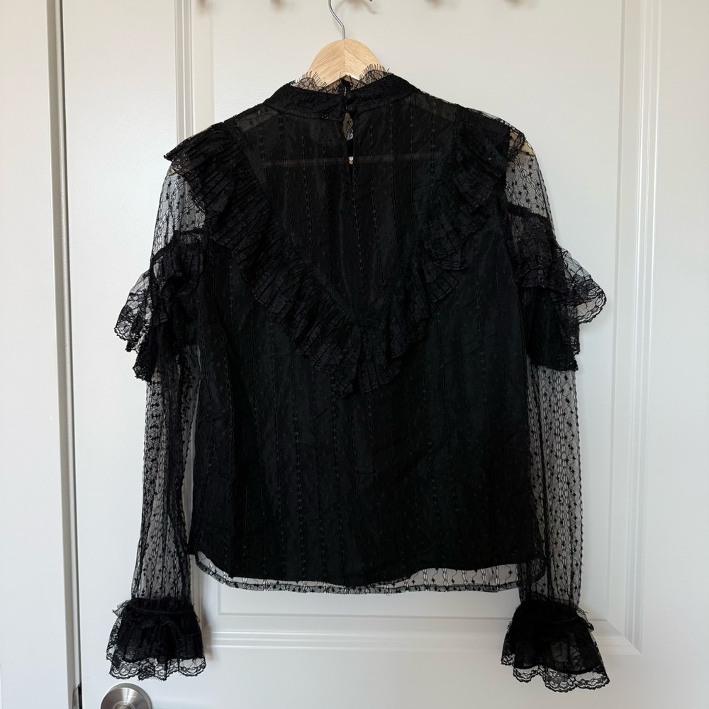 Elegant Black Lace Ruffle Top - Picture 5 of 7